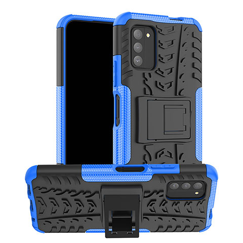 Funda Bumper Silicona y Plastico Mate Carcasa con Soporte JX1 para Nokia G100 Azul