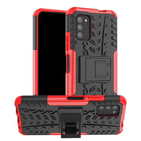 Funda Bumper Silicona y Plastico Mate Carcasa con Soporte JX1 para Nokia G100 Rojo