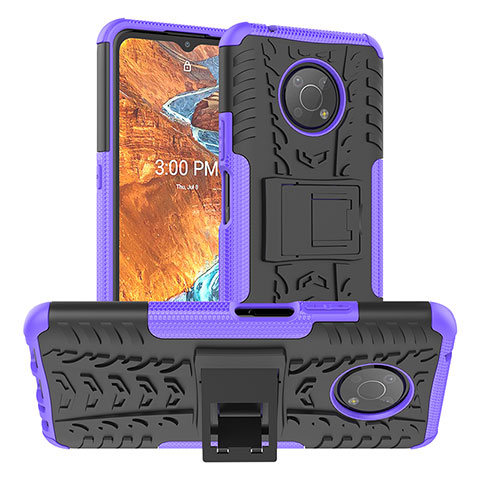 Funda Bumper Silicona y Plastico Mate Carcasa con Soporte JX1 para Nokia G300 5G Morado