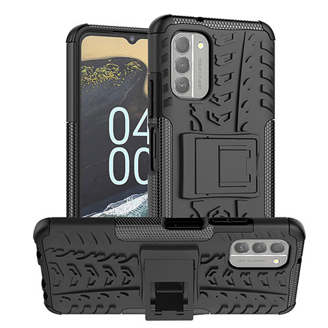 Funda Bumper Silicona y Plastico Mate Carcasa con Soporte JX1 para Nokia G400 5G Negro