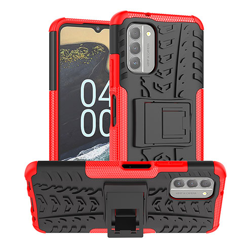 Funda Bumper Silicona y Plastico Mate Carcasa con Soporte JX1 para Nokia G400 5G Rojo