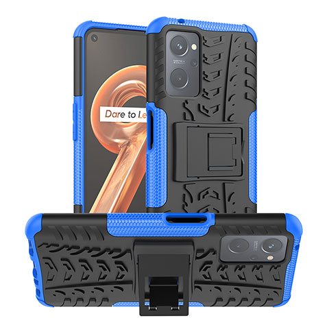 Funda Bumper Silicona y Plastico Mate Carcasa con Soporte JX1 para Oppo K10 4G Azul