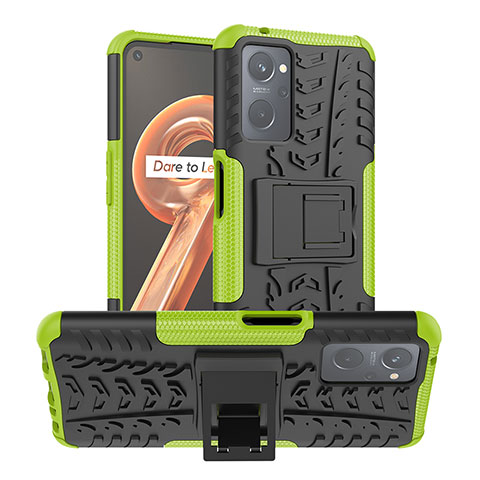 Funda Bumper Silicona y Plastico Mate Carcasa con Soporte JX1 para Oppo K10 4G Verde