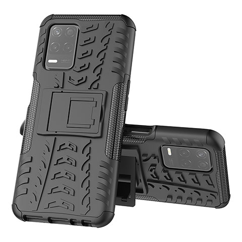 Funda Bumper Silicona y Plastico Mate Carcasa con Soporte JX1 para Realme 8s 5G Negro