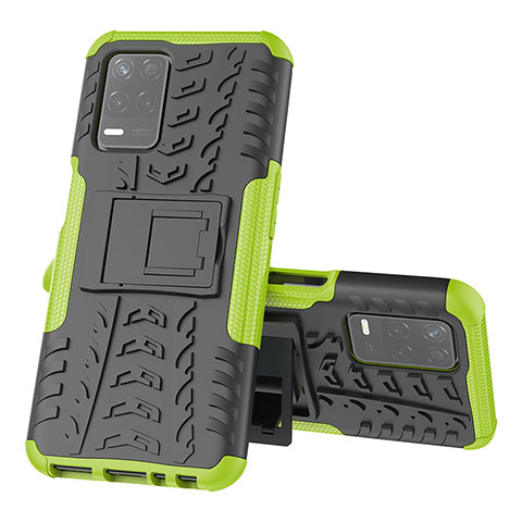 Funda Bumper Silicona y Plastico Mate Carcasa con Soporte JX1 para Realme 8s 5G Verde