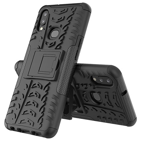 Funda Bumper Silicona y Plastico Mate Carcasa con Soporte JX1 para Samsung Galaxy A10s Negro