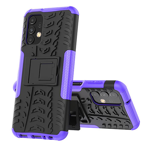 Funda Bumper Silicona y Plastico Mate Carcasa con Soporte JX1 para Samsung Galaxy A13 4G Morado