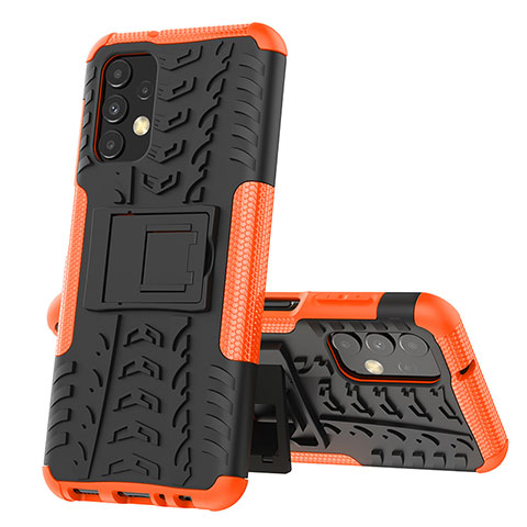 Funda Bumper Silicona y Plastico Mate Carcasa con Soporte JX1 para Samsung Galaxy A13 4G Naranja