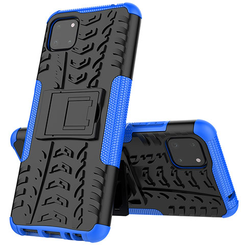 Funda Bumper Silicona y Plastico Mate Carcasa con Soporte JX1 para Samsung Galaxy A22 5G Azul