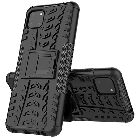 Funda Bumper Silicona y Plastico Mate Carcasa con Soporte JX1 para Samsung Galaxy A22 5G Negro