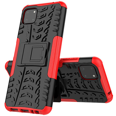 Funda Bumper Silicona y Plastico Mate Carcasa con Soporte JX1 para Samsung Galaxy A22 5G Rojo