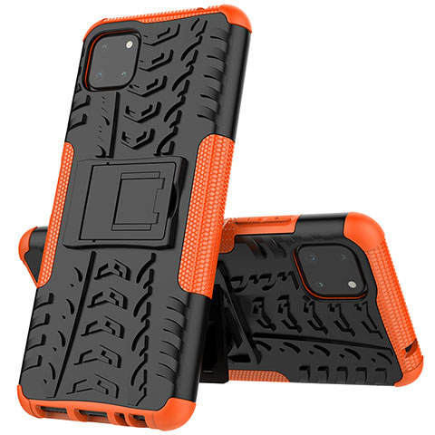 Funda Bumper Silicona y Plastico Mate Carcasa con Soporte JX1 para Samsung Galaxy A22s 5G Naranja