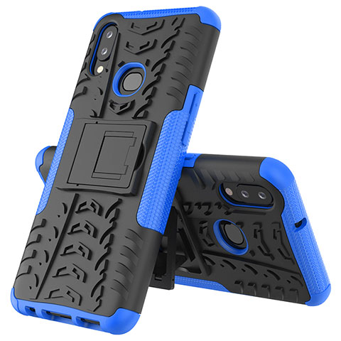 Funda Bumper Silicona y Plastico Mate Carcasa con Soporte JX1 para Samsung Galaxy M01s Azul