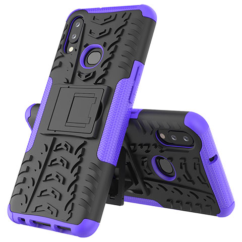 Funda Bumper Silicona y Plastico Mate Carcasa con Soporte JX1 para Samsung Galaxy M01s Morado