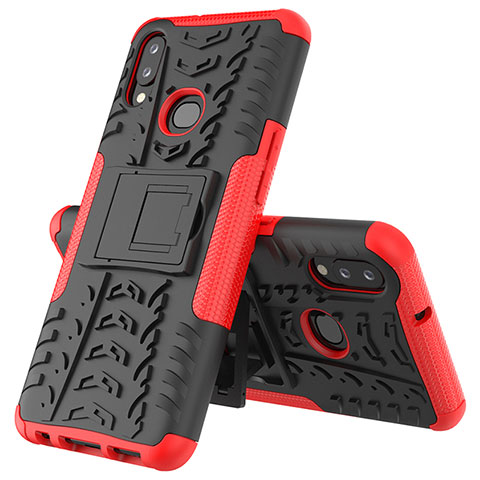 Funda Bumper Silicona y Plastico Mate Carcasa con Soporte JX1 para Samsung Galaxy M01s Rojo