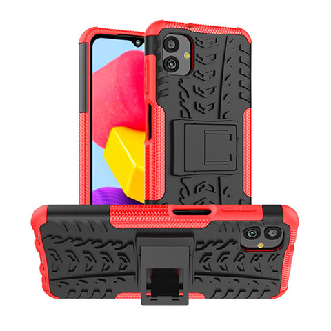 Funda Bumper Silicona y Plastico Mate Carcasa con Soporte JX1 para Samsung Galaxy M13 5G Rojo