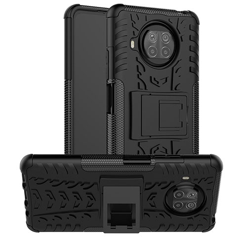 Funda Bumper Silicona y Plastico Mate Carcasa con Soporte JX1 para Xiaomi Mi 10i 5G Negro