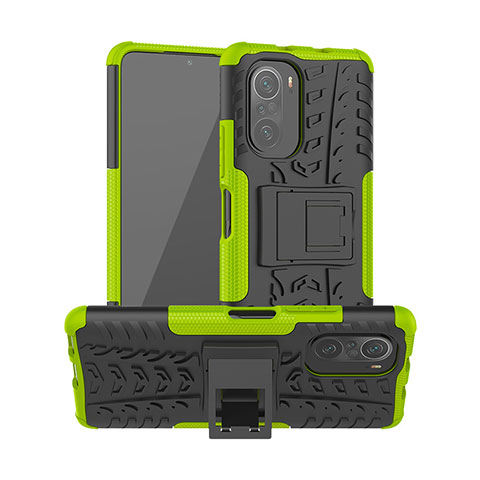 Funda Bumper Silicona y Plastico Mate Carcasa con Soporte JX1 para Xiaomi Mi 11i 5G Verde