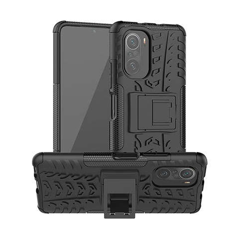 Funda Bumper Silicona y Plastico Mate Carcasa con Soporte JX1 para Xiaomi Mi 11X Pro 5G Negro