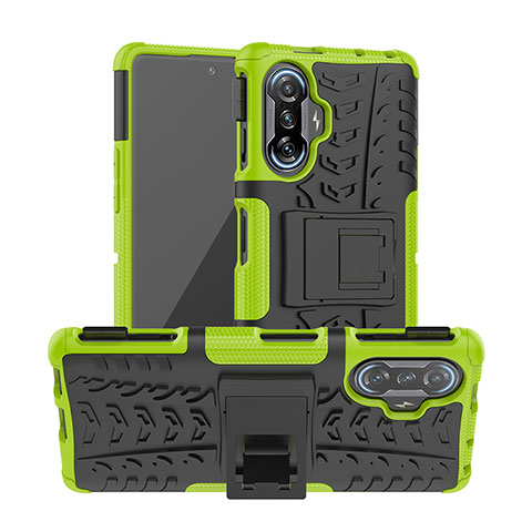 Funda Bumper Silicona y Plastico Mate Carcasa con Soporte JX1 para Xiaomi Poco F3 GT 5G Verde