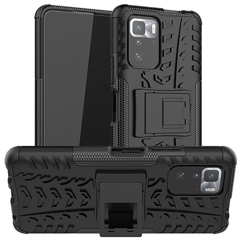 Funda Bumper Silicona y Plastico Mate Carcasa con Soporte JX1 para Xiaomi Poco X3 GT 5G Negro