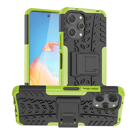 Funda Bumper Silicona y Plastico Mate Carcasa con Soporte JX1 para Xiaomi Redmi 12 4G Verde