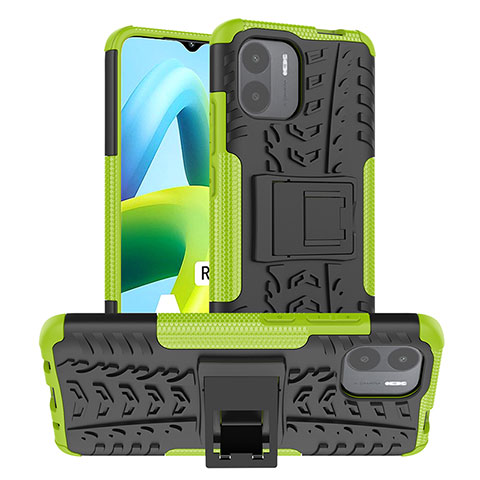 Funda Bumper Silicona y Plastico Mate Carcasa con Soporte JX1 para Xiaomi Redmi A2 Plus Verde