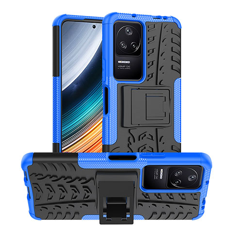 Funda Bumper Silicona y Plastico Mate Carcasa con Soporte JX1 para Xiaomi Redmi K40S 5G Azul