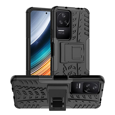 Funda Bumper Silicona y Plastico Mate Carcasa con Soporte JX1 para Xiaomi Redmi K40S 5G Negro