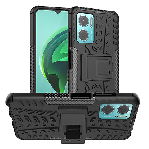 Funda Bumper Silicona y Plastico Mate Carcasa con Soporte JX1 para Xiaomi Redmi Note 11E 5G Negro