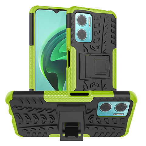Funda Bumper Silicona y Plastico Mate Carcasa con Soporte JX1 para Xiaomi Redmi Note 11E 5G Verde