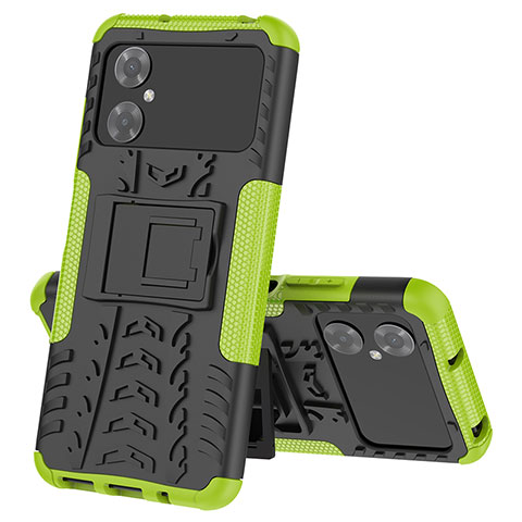 Funda Bumper Silicona y Plastico Mate Carcasa con Soporte JX1 para Xiaomi Redmi Note 11R 5G Verde