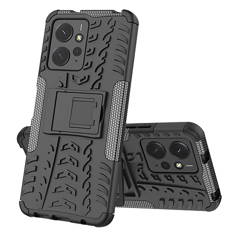 Funda Bumper Silicona y Plastico Mate Carcasa con Soporte JX1 para Xiaomi Redmi Note 12 4G Negro