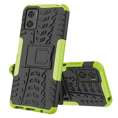 Funda Bumper Silicona y Plastico Mate Carcasa con Soporte JX2 para Motorola Moto E22 Verde