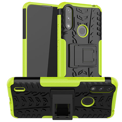 Funda Bumper Silicona y Plastico Mate Carcasa con Soporte JX2 para Motorola Moto E7 Power Verde