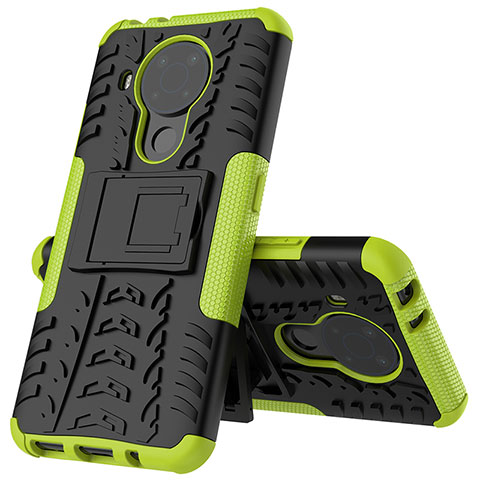 Funda Bumper Silicona y Plastico Mate Carcasa con Soporte JX2 para Nokia 5.4 Verde