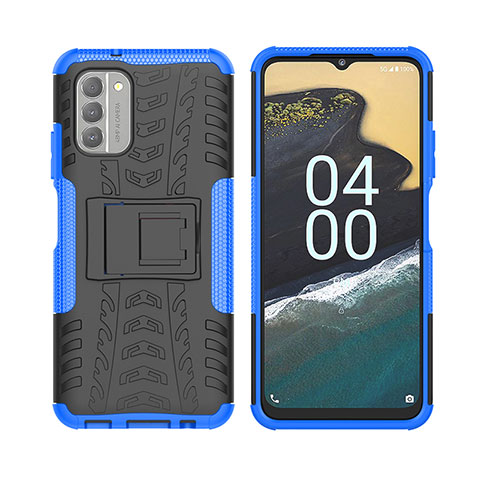 Funda Bumper Silicona y Plastico Mate Carcasa con Soporte JX2 para Nokia G400 5G Azul