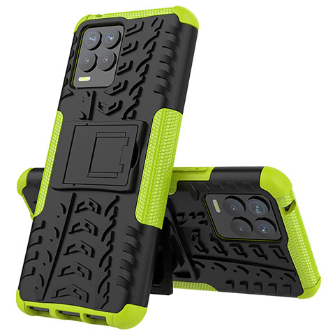 Funda Bumper Silicona y Plastico Mate Carcasa con Soporte JX2 para Realme 8 4G Verde