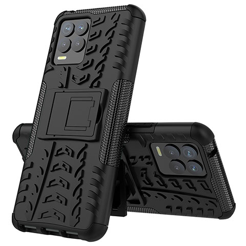 Funda Bumper Silicona y Plastico Mate Carcasa con Soporte JX2 para Realme 8 Pro Negro