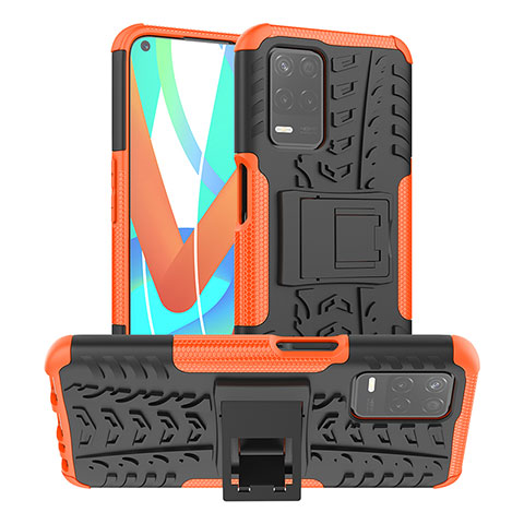 Funda Bumper Silicona y Plastico Mate Carcasa con Soporte JX2 para Realme 8s 5G Naranja