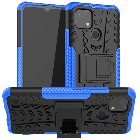 Funda Bumper Silicona y Plastico Mate Carcasa con Soporte JX2 para Realme C11 (2021) Azul