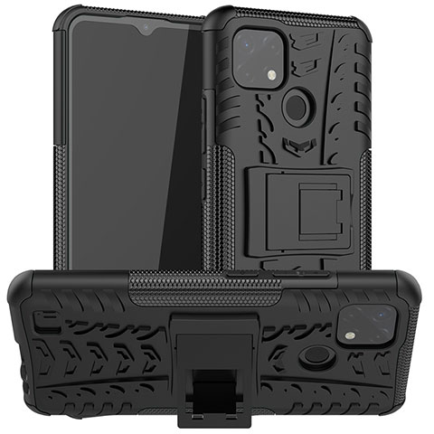 Funda Bumper Silicona y Plastico Mate Carcasa con Soporte JX2 para Realme C11 (2021) Negro