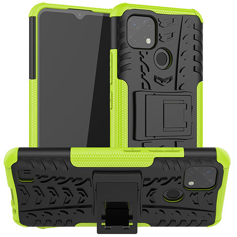 Funda Bumper Silicona y Plastico Mate Carcasa con Soporte JX2 para Realme C21 Verde