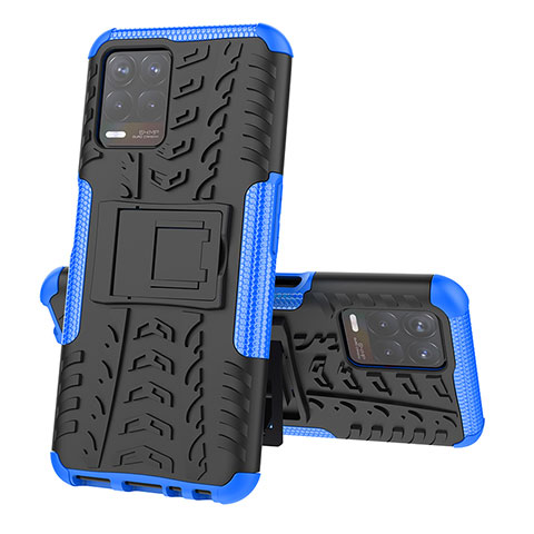 Funda Bumper Silicona y Plastico Mate Carcasa con Soporte JX2 para Realme Narzo 50 4G Azul