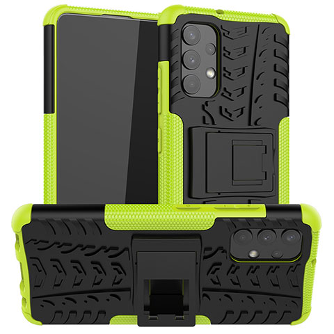 Funda Bumper Silicona y Plastico Mate Carcasa con Soporte JX2 para Samsung Galaxy A32 5G Verde