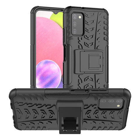 Funda Bumper Silicona y Plastico Mate Carcasa con Soporte JX2 para Samsung Galaxy M02s Negro