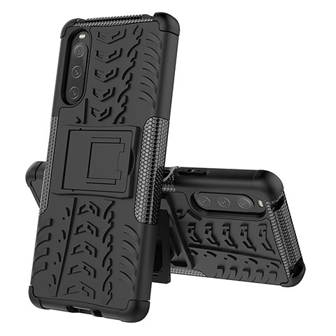 Funda Bumper Silicona y Plastico Mate Carcasa con Soporte JX2 para Sony Xperia 10 IV SO-52C Negro