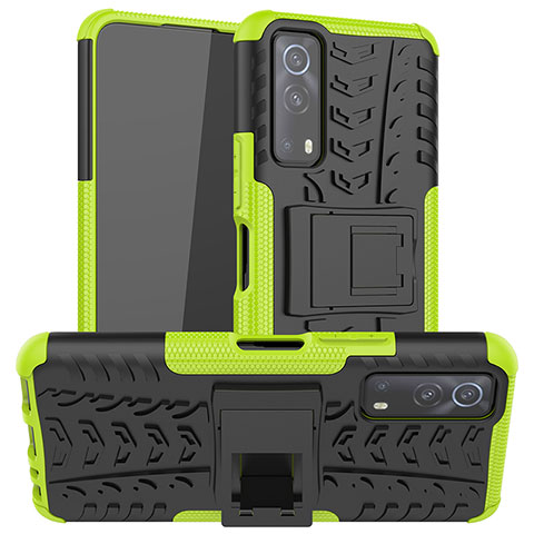 Funda Bumper Silicona y Plastico Mate Carcasa con Soporte JX2 para Vivo iQOO Z3 5G Verde