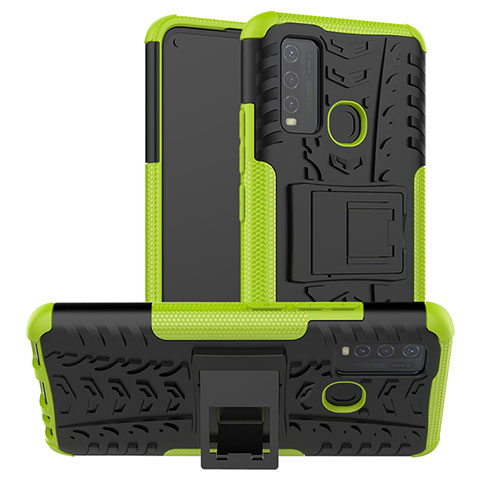 Funda Bumper Silicona y Plastico Mate Carcasa con Soporte JX2 para Vivo Y50 Verde