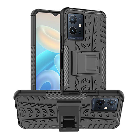 Funda Bumper Silicona y Plastico Mate Carcasa con Soporte JX2 para Vivo Y75 5G Negro